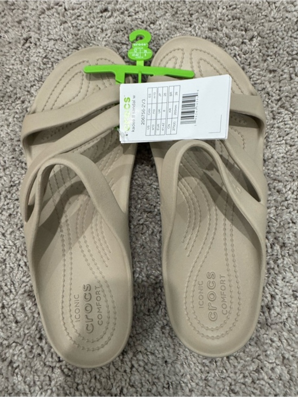 NWT Crocs Kadee II Sandals Women’s 10 Bone Beige Lightweight Comfort Slides